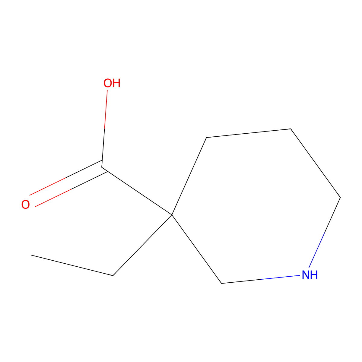 3-Ethylpiperidine-3-carboxylic acid molecular structure, CAS 116140-50-2