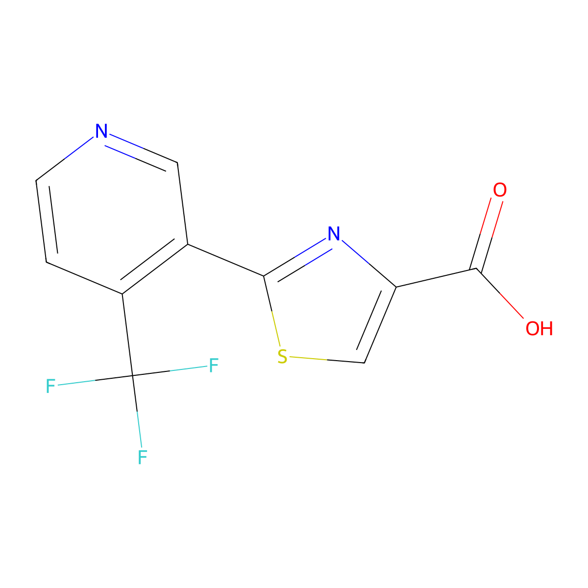 4-Thiazolecarboxylic acid, 2-[4-(trifluoromethyl)-3-pyridinyl]- molecular structure, CAS 1161414-52-3