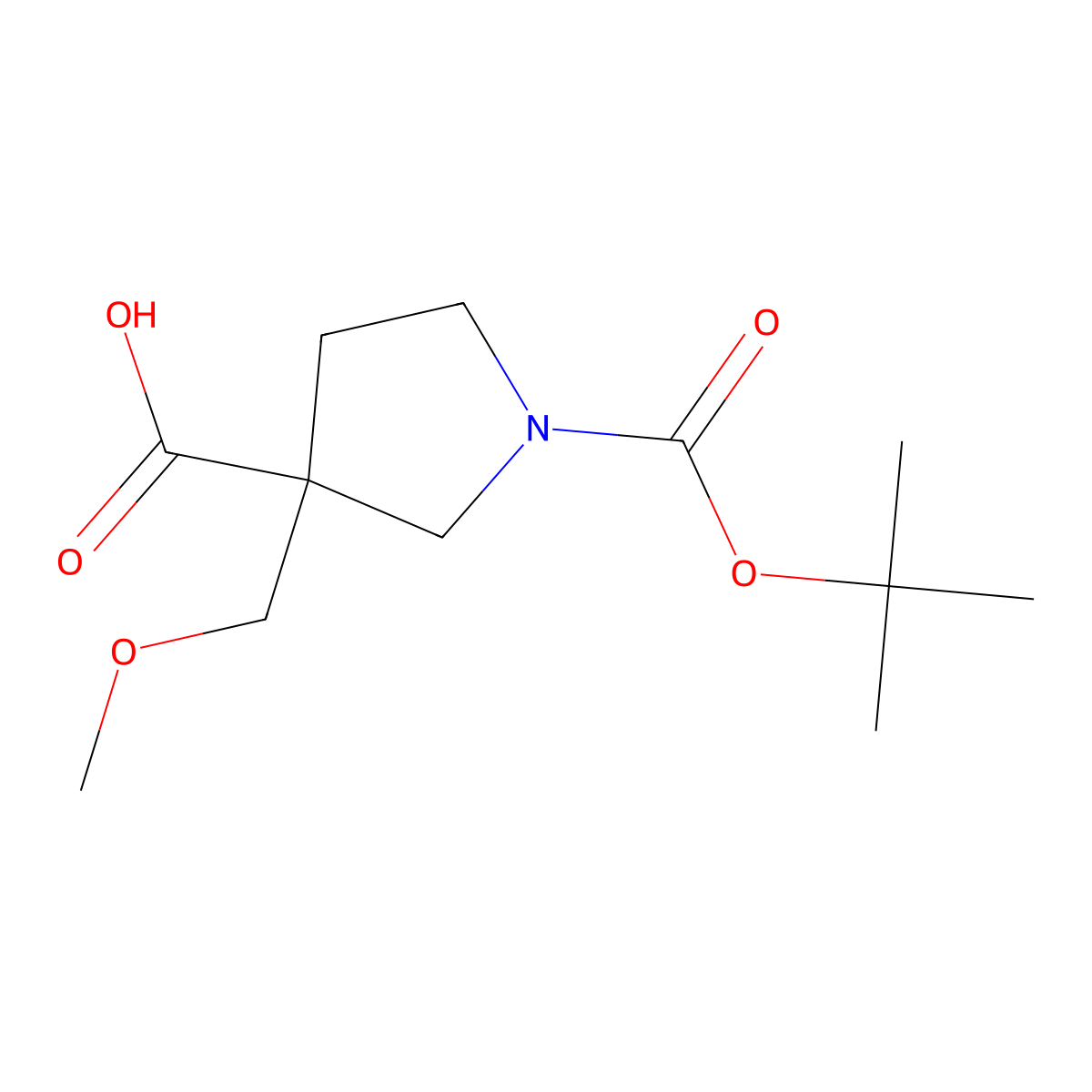 1-[(Tert-butoxy)carbonyl]-3-(methoxymethyl)pyrrolidine-3-carboxylic acid molecular structure, CAS 1161428-99-4