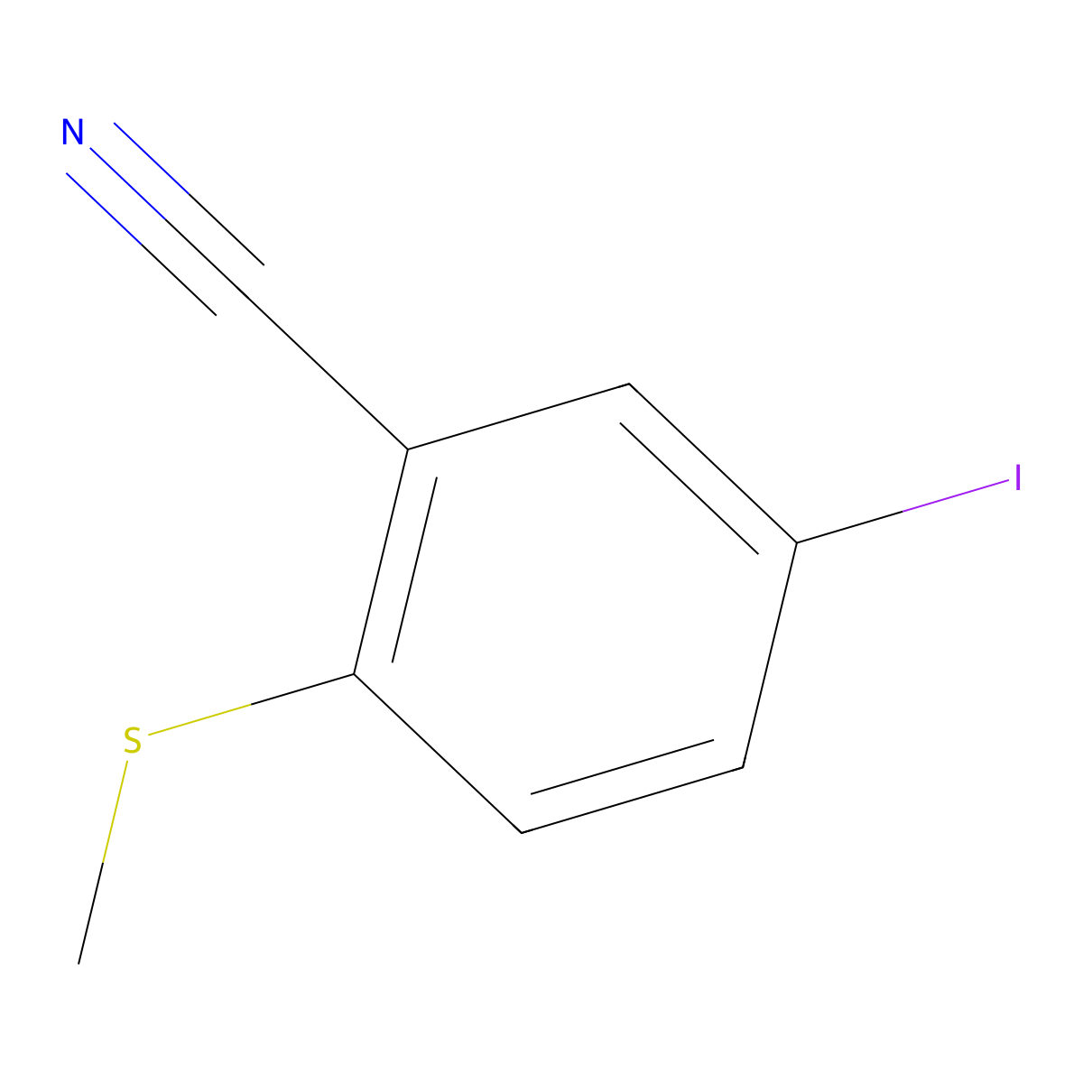 5-Iodo-2-(methylthio)benzonitrile molecular structure, CAS 1161499-58-6