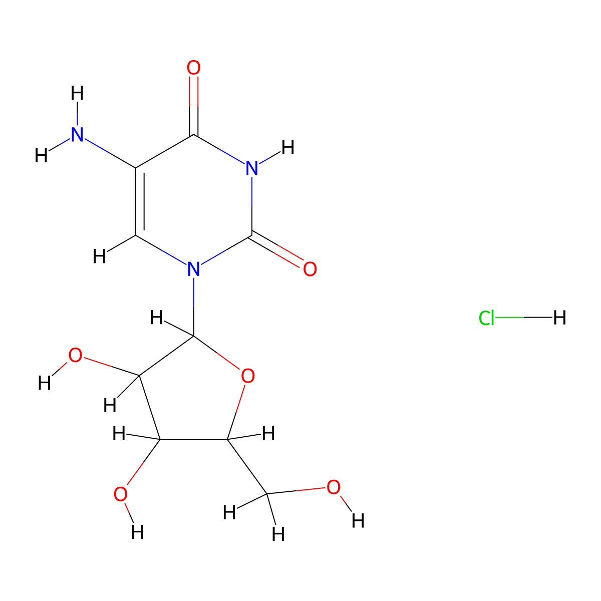 5-Aminouridine hydrochloride molecular structure, CAS 116154-74-6