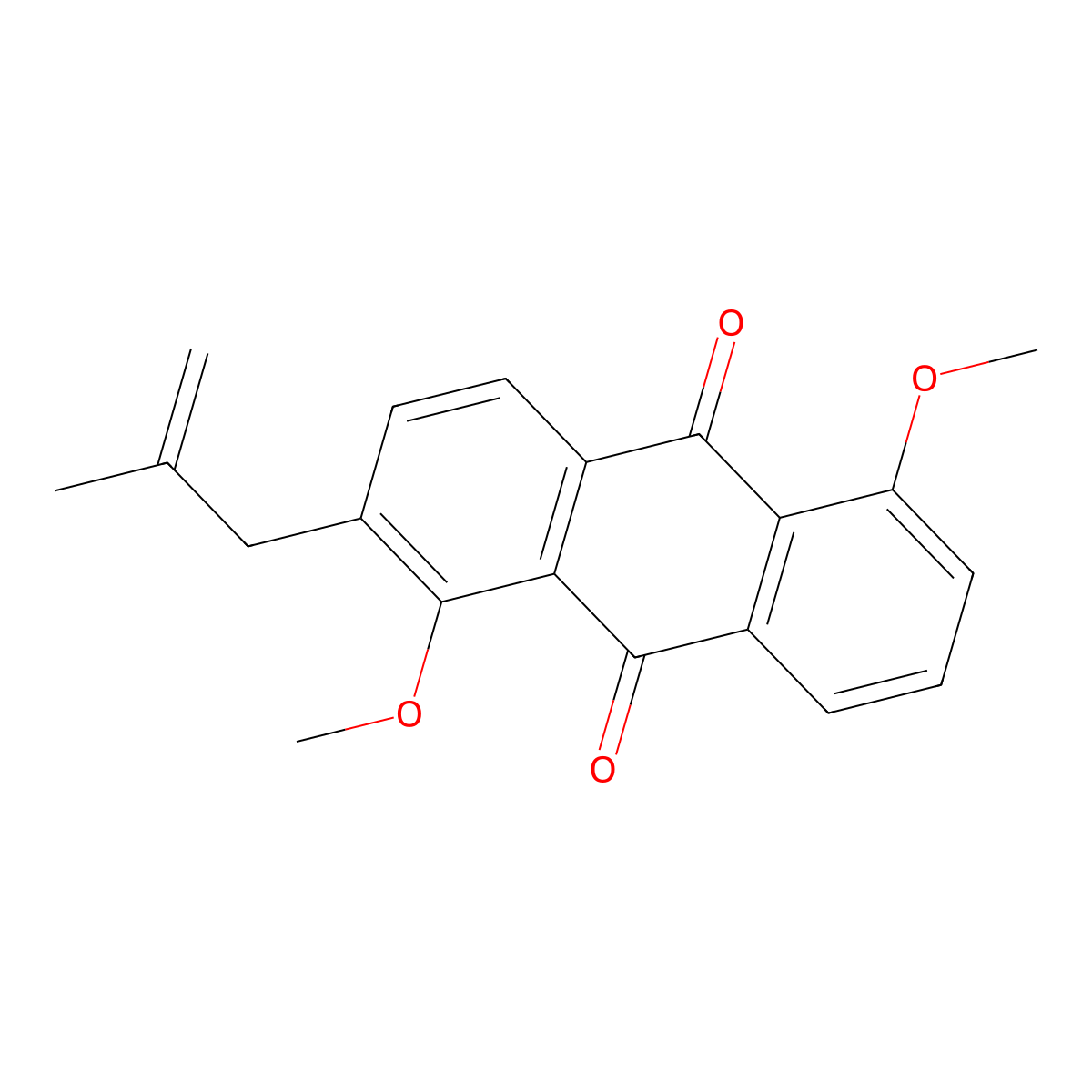 9,10-Anthracenedione, 1,5-dimethoxy-2-(2-methyl-2-propenyl)- molecular structure, CAS 116162-03-9