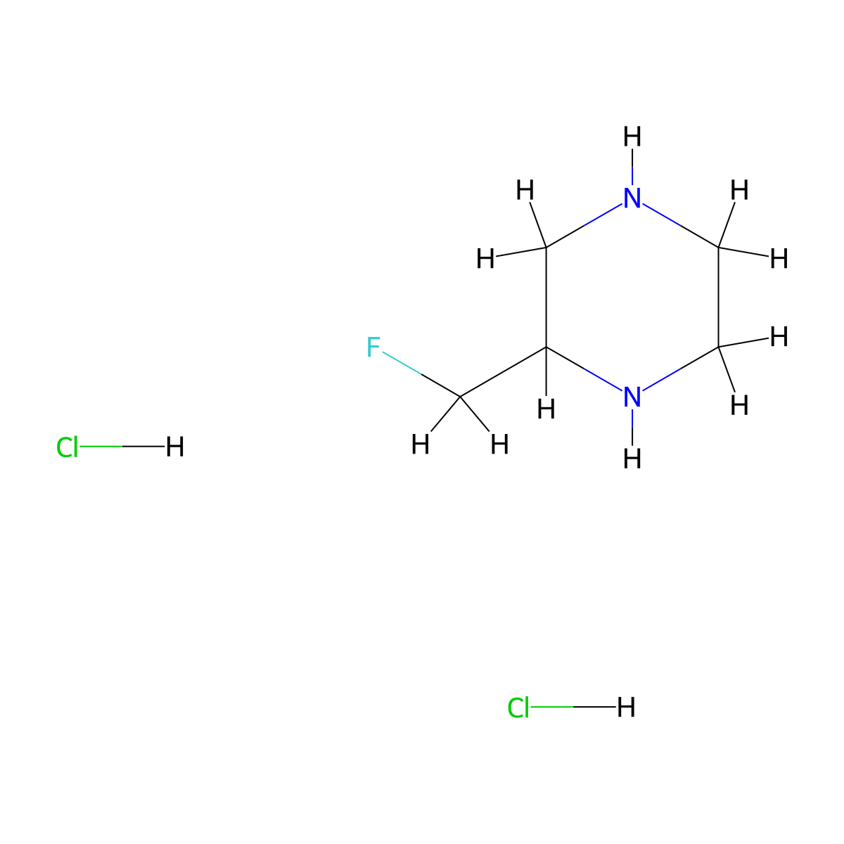 2-(Fluoromethyl)piperazine dihydrochloride molecular structure, CAS 116163-30-5