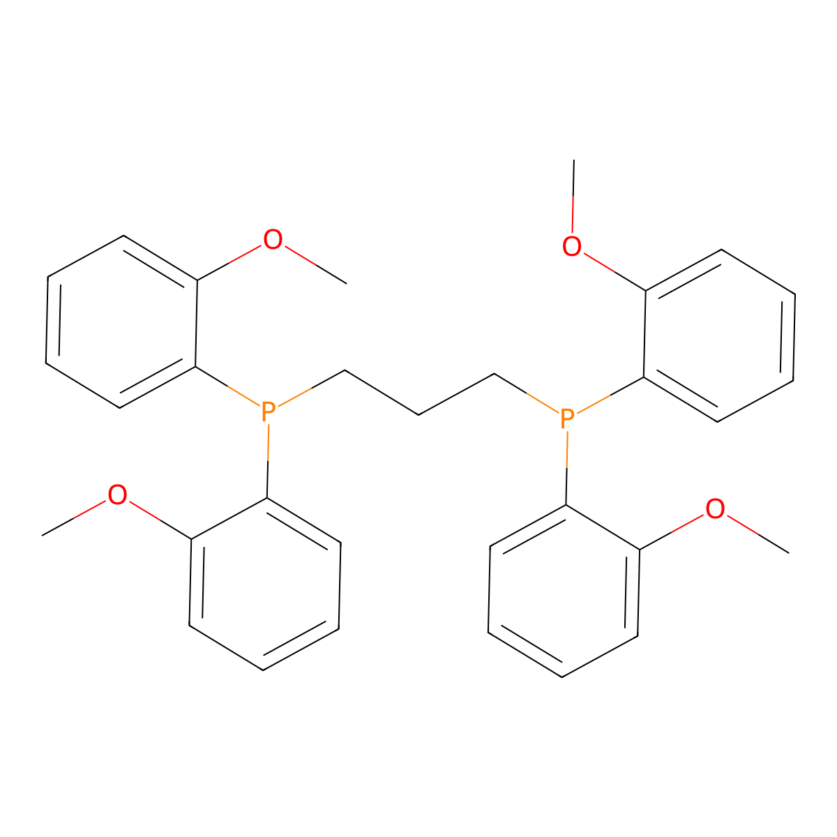 P,p,p',p'-tetrakis-(o-methoxyphenyl)propane-1,3-diphosphine molecular structure, CAS 116163-96-3