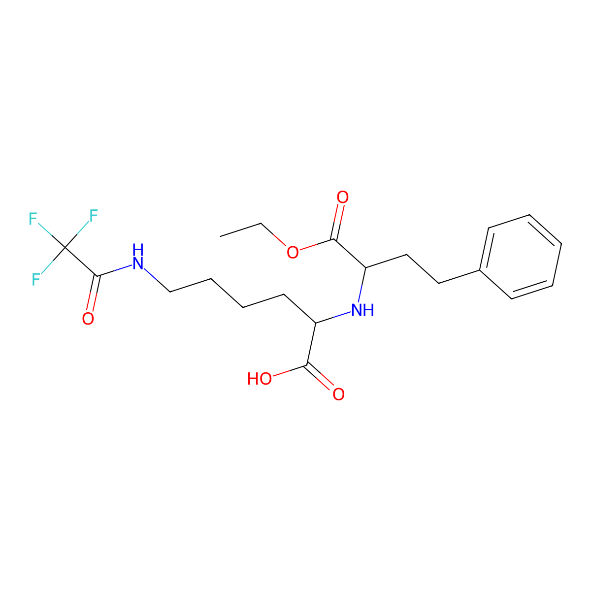 (S)-2-(((S)-1-Ethoxy-1-oxo-4-phenylbutan-2-yl)amino)-6-(2,2,2-trifluoroacetamido)hexanoic acid molecular structure, CAS 116169-90-5