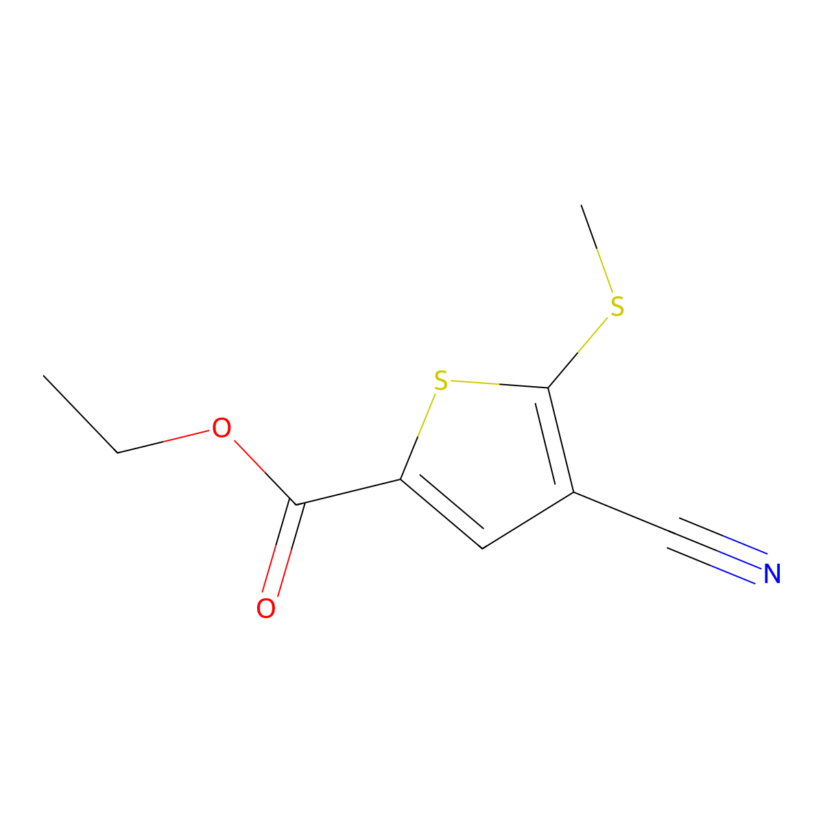 Ethyl 4-cyano-5-(methylthio)thiophene-2-carboxylate molecular structure, CAS 116170-84-4
