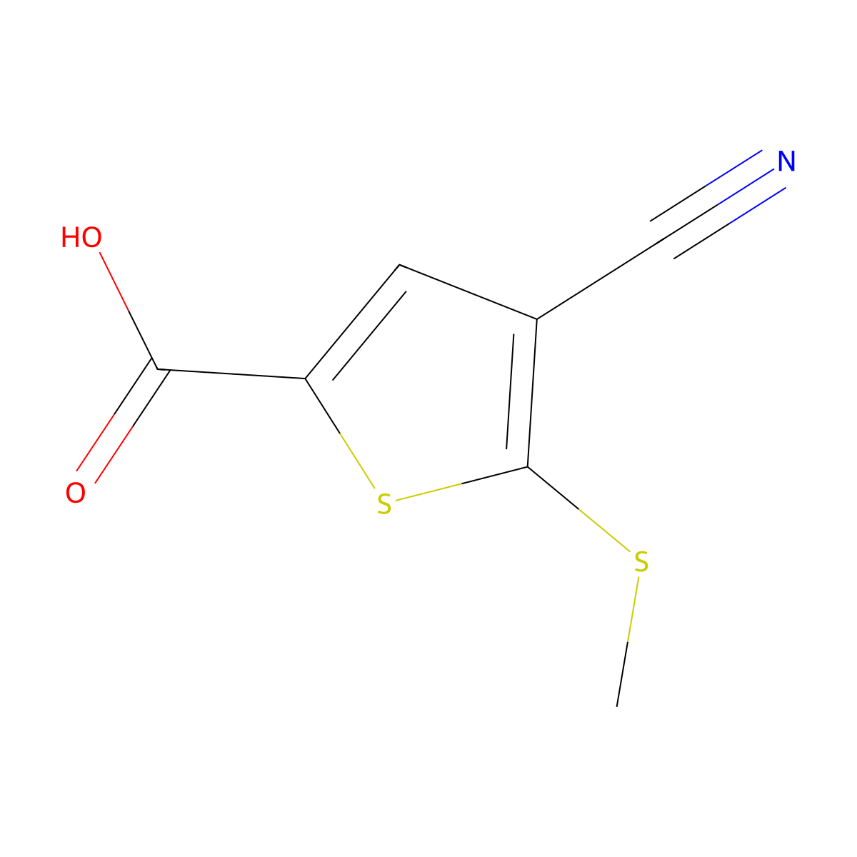 4-Cyano-5-methylsulfanylthiophene-2-carboxylic acid molecular structure, CAS 116170-85-5