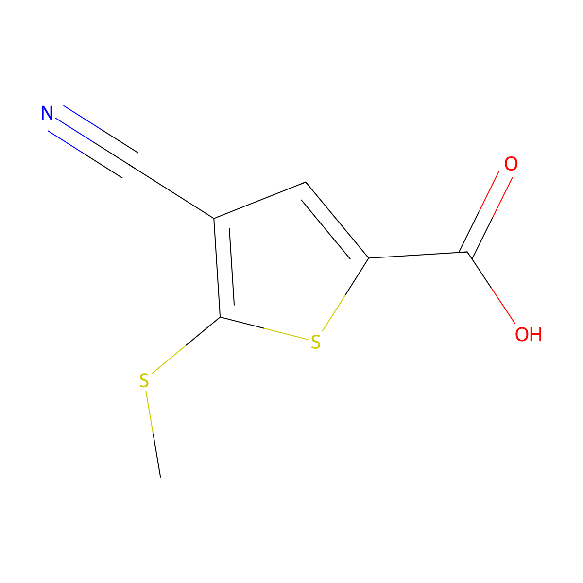 4-Cyano-5-methylsulfanylthiophene-2-carboxylic acid molecular structure, CAS 116170-85-5