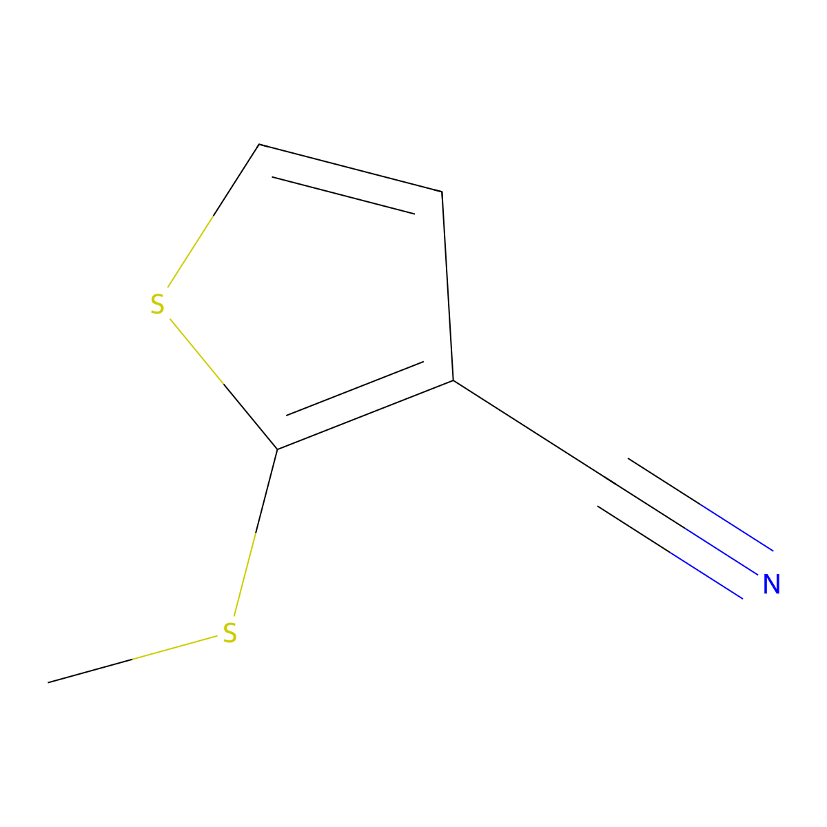 3-Thiophenecarbonitrile, 2-(methylthio)- molecular structure, CAS 116170-86-6
