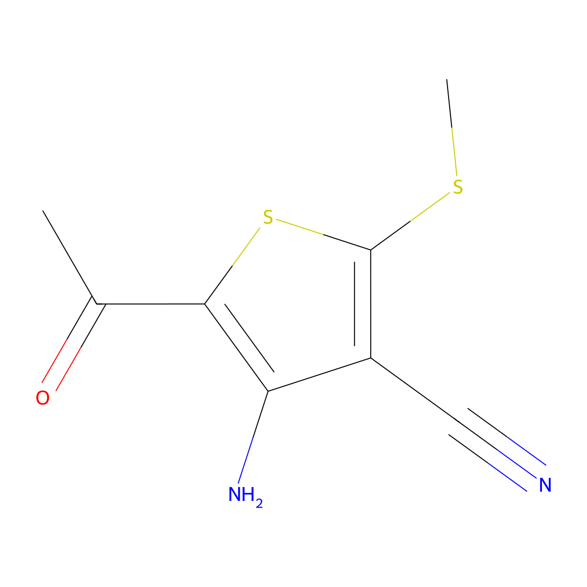 5-Acetyl-4-amino-2-(methylsulfanyl)thiophene-3-carbonitrile molecular structure, CAS 116171-01-8