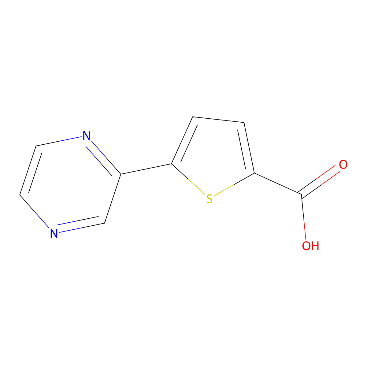 5-(2-Pyrazinyl)-2-thiophenecarboxylic acid molecular structure, CAS 1161818-87-6