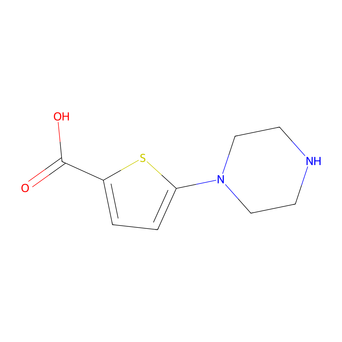 5-(Piperazin-1-yl)thiophene-2-carboxylic acid molecular structure, CAS 1161819-02-8