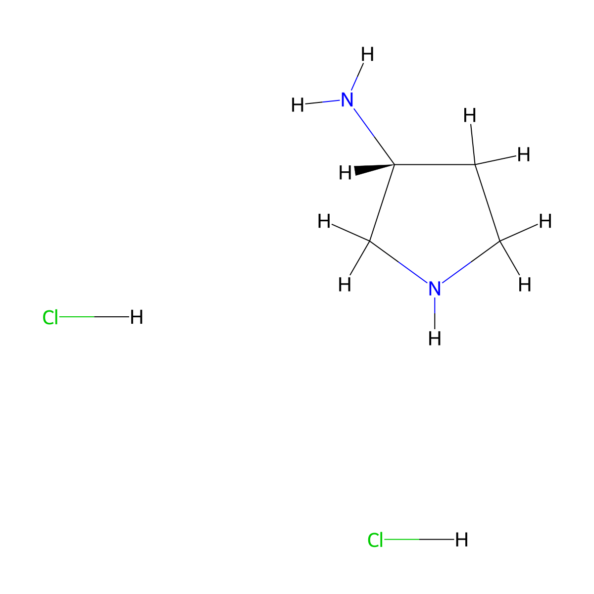 (3R)-(-)-3-Aminopyrrolidine Dihydrochloride molecular structure, CAS 116183-81-4