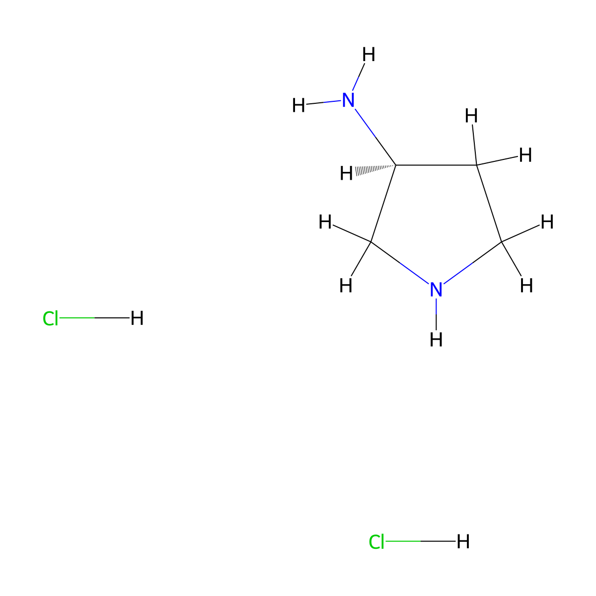 (3S)-(+)-3-Aminopyrrolidine Dihydrochloride molecular structure, CAS 116183-83-6