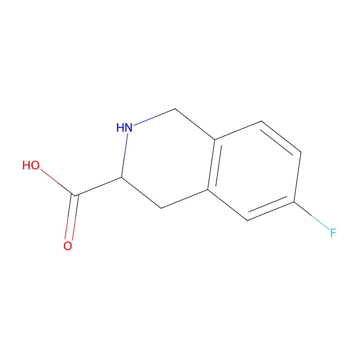 (3R)-6-fluoro-1,2,3,4-tetrahydroisoquinoline-3-carboxylic acid molecular structure, CAS 1161833-80-2