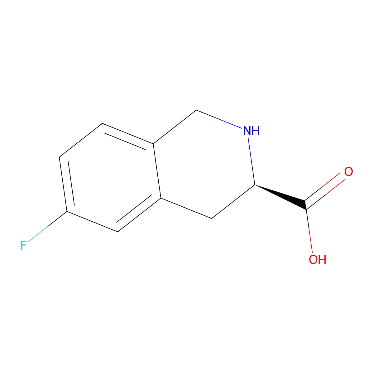(3R)-6-fluoro-1,2,3,4-tetrahydroisoquinoline-3-carboxylic acid molecular structure, CAS 1161833-80-2