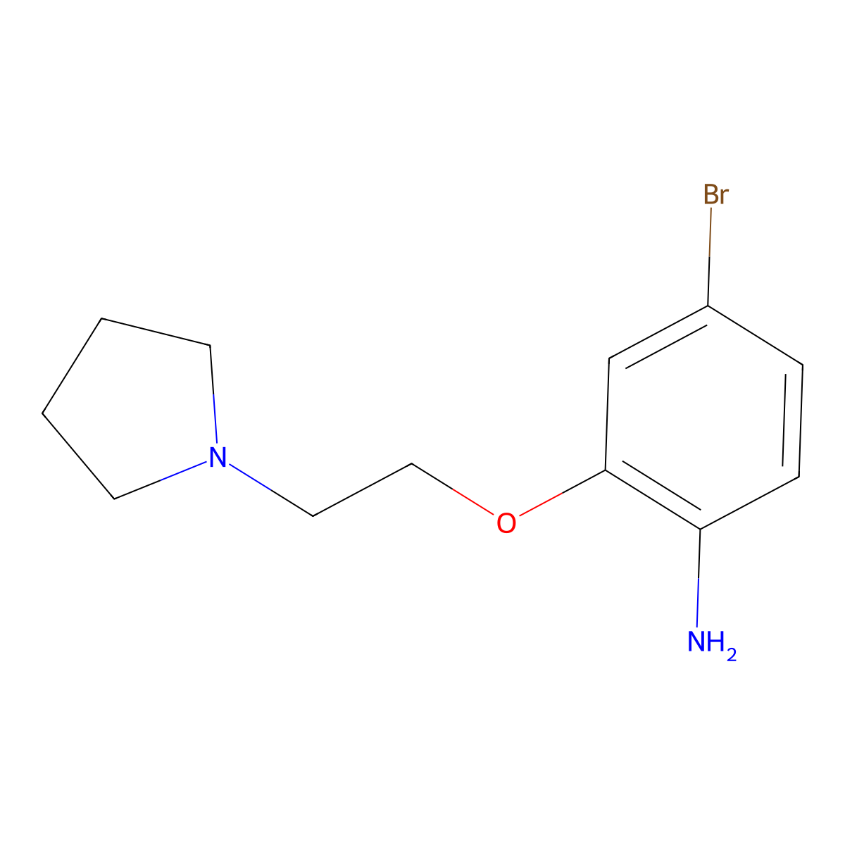 4-Bromo-2-[2-(pyrrolidin-1-yl)ethoxy]aniline molecular structure, CAS 1161833-90-4