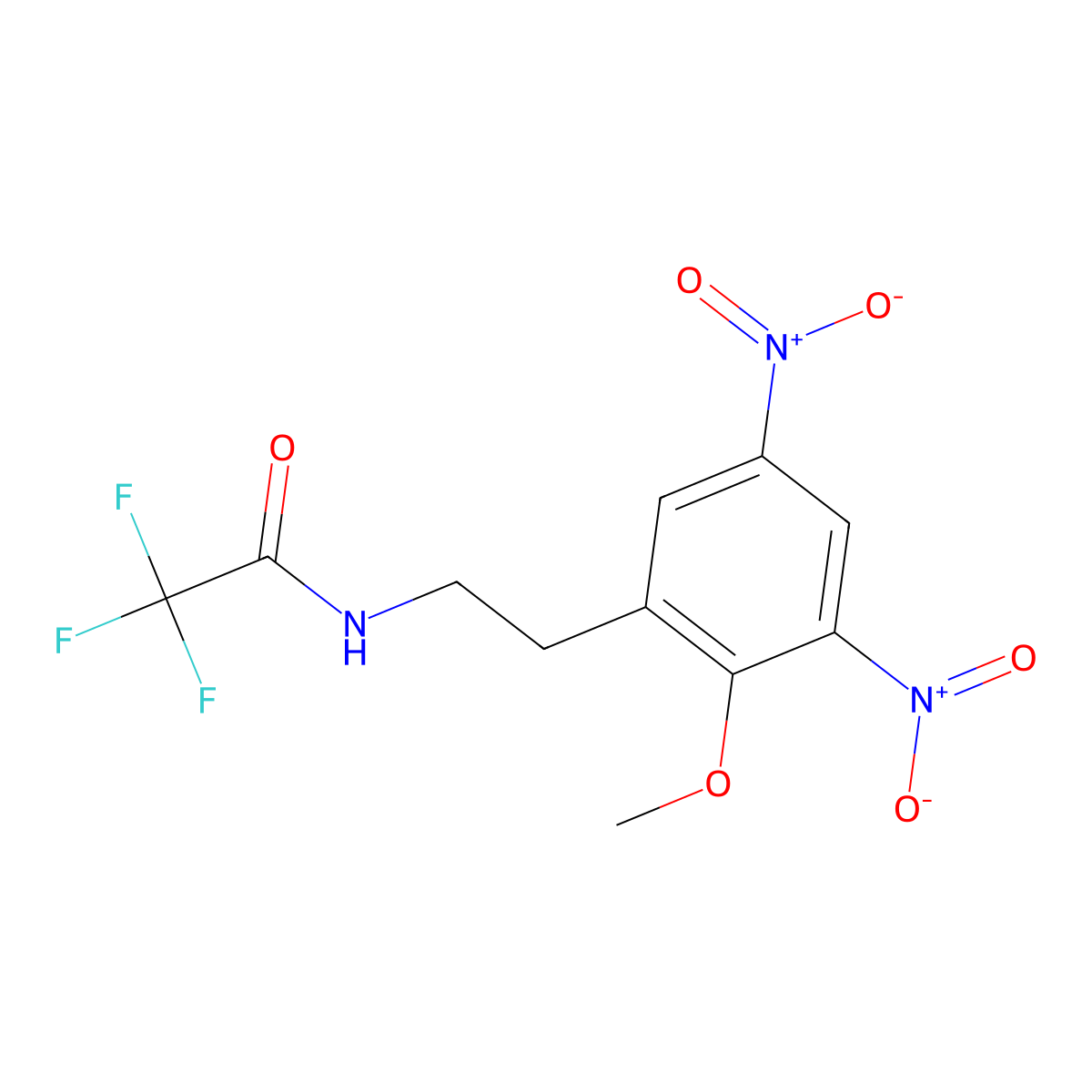 2,2,2-trifluoro-N-(2-methoxy-3,5-dinitrophenethyl)acetamide molecular structure, CAS 1161880-88-1