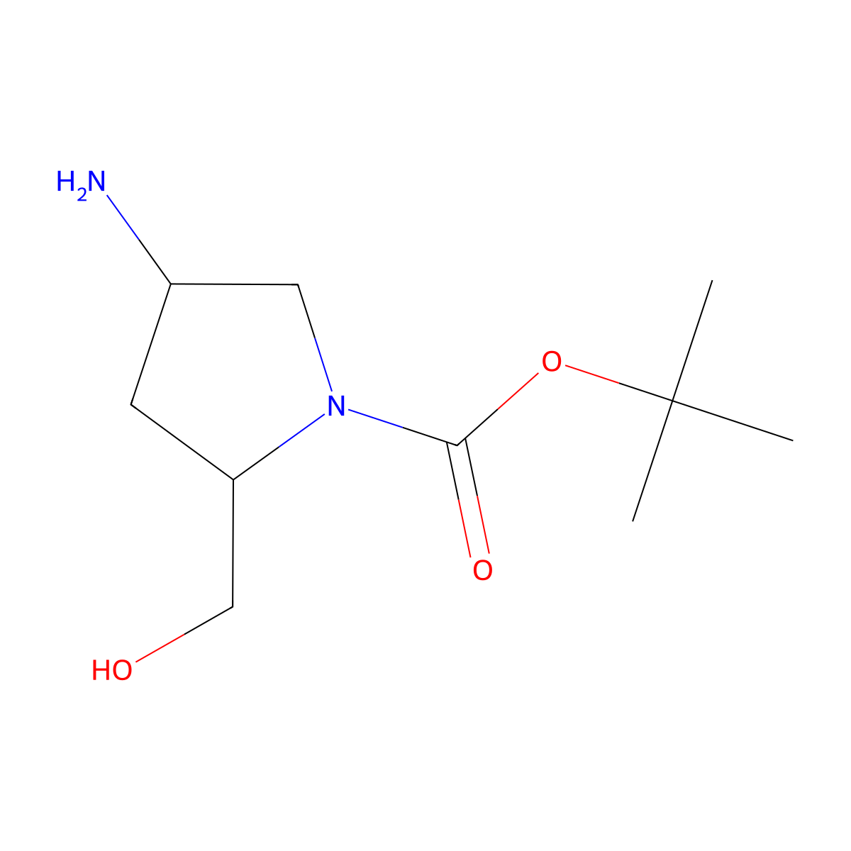 tert-butyl (2R,4R)-4-amino-2-(hydroxymethyl)pyrrolidine-1-carboxylate molecular structure, CAS 1161931-71-0