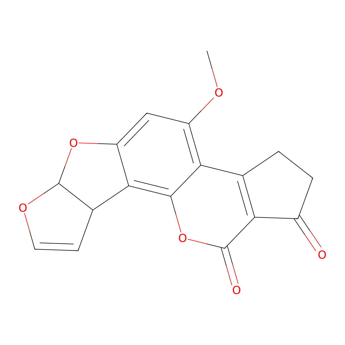 4-Methoxy-2,3,6a,9a-tetrahydrocyclopenta(c)furo(3',2':4,5)furo(2,3-h)(1)benzopyran-1,11-dione molecular structure, CAS 1162-65-8