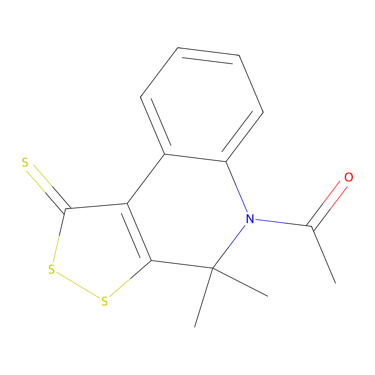 1-{4,4-dimethyl-1-sulfanylidene-1H,4H,5H-[1,2]dithiolo[3,4-c]quinolin-5-yl}ethan-1-one molecular structure, CAS 116200-88-5