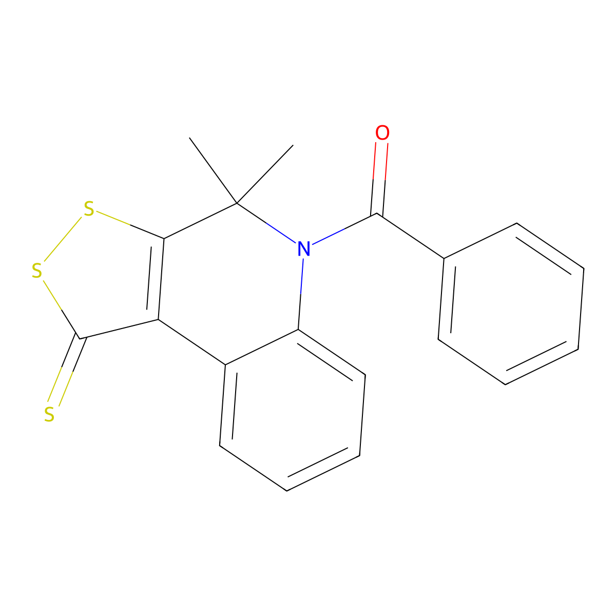 5-benzoyl-4,4-dimethyl-4,5-dihydro-1H-[1,2]dithiolo[3,4-c]quinoline-1-thione molecular structure, CAS 116200-89-6
