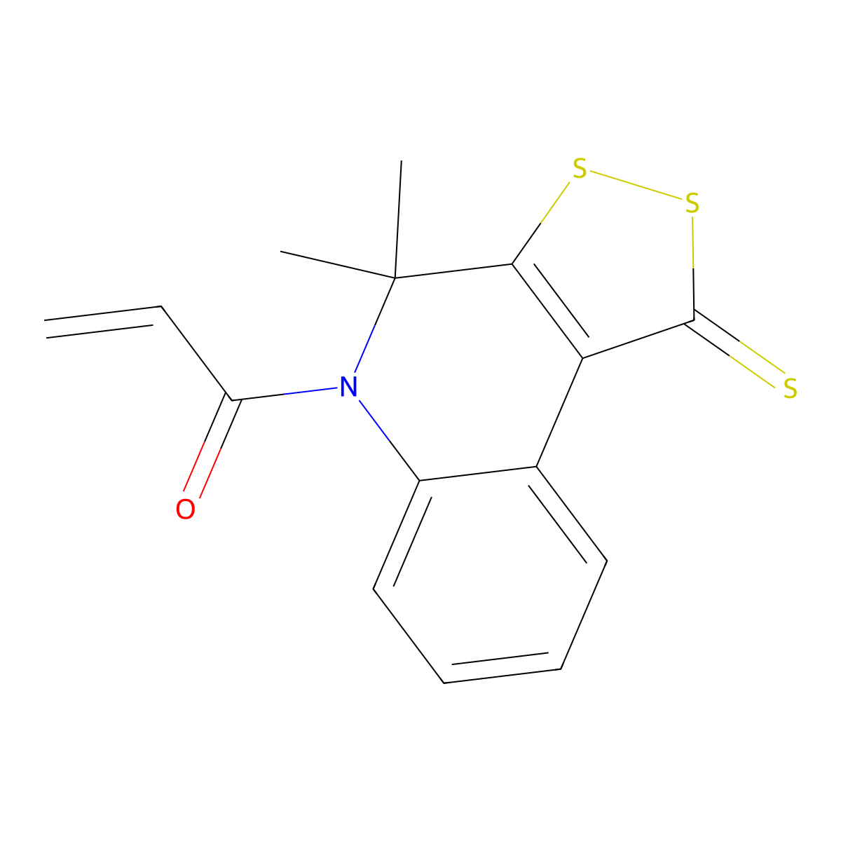 1-(4,4-dimethyl-1-thioxo-1,4-dihydro-5H-[1,2]dithiolo[3,4-c]quinolin-5-yl)prop-2-en-1-one molecular structure, CAS 116200-90-9