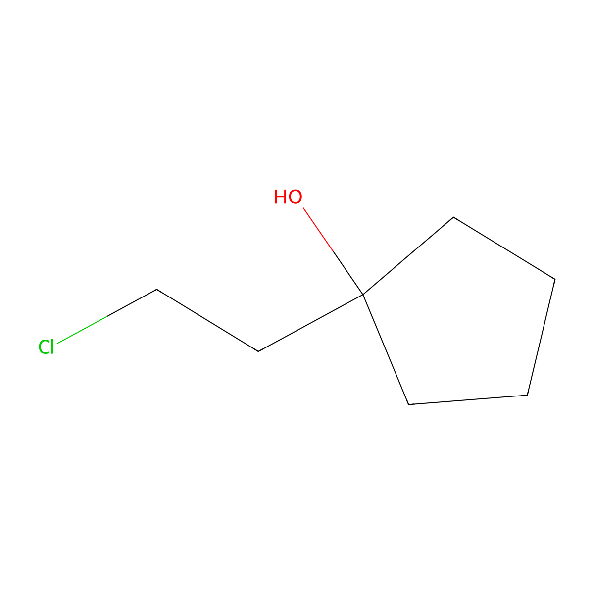1-(2-Chloroethyl)cyclopentan-1-OL molecular structure, CAS 116201-09-3