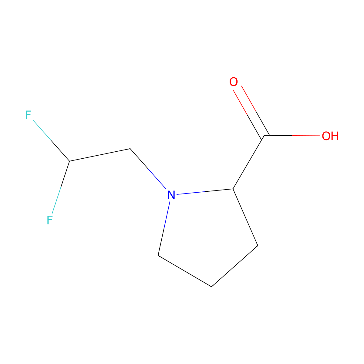 1-(2,2-Difluoroethyl)pyrrolidine-2-carboxylic acid molecular structure, CAS 1162114-85-3