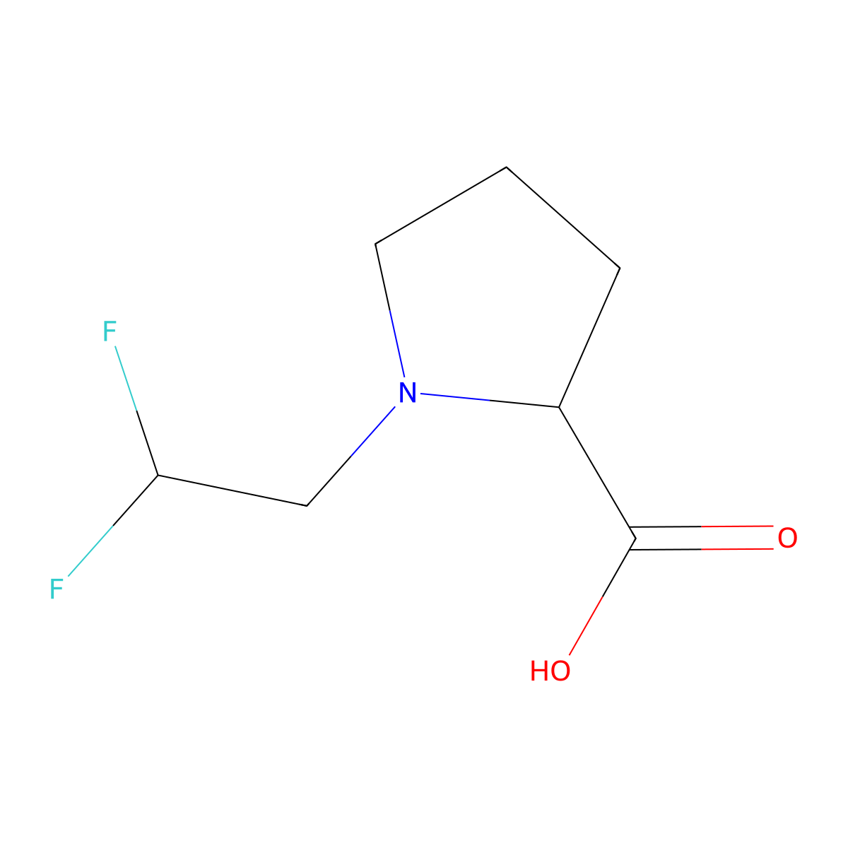 1-(2,2-Difluoroethyl)pyrrolidine-2-carboxylic acid molecular structure, CAS 1162114-85-3