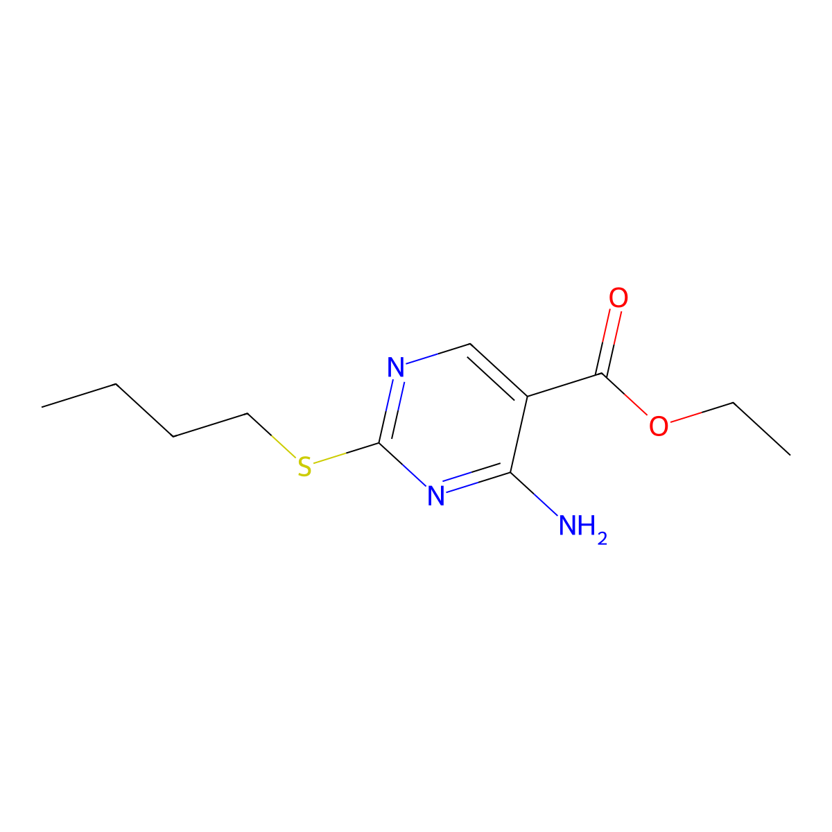 4-Amino-2-(butylthio)-5-pyrimidinecarboxylic acid ethyl ester molecular structure, CAS 116218-70-3