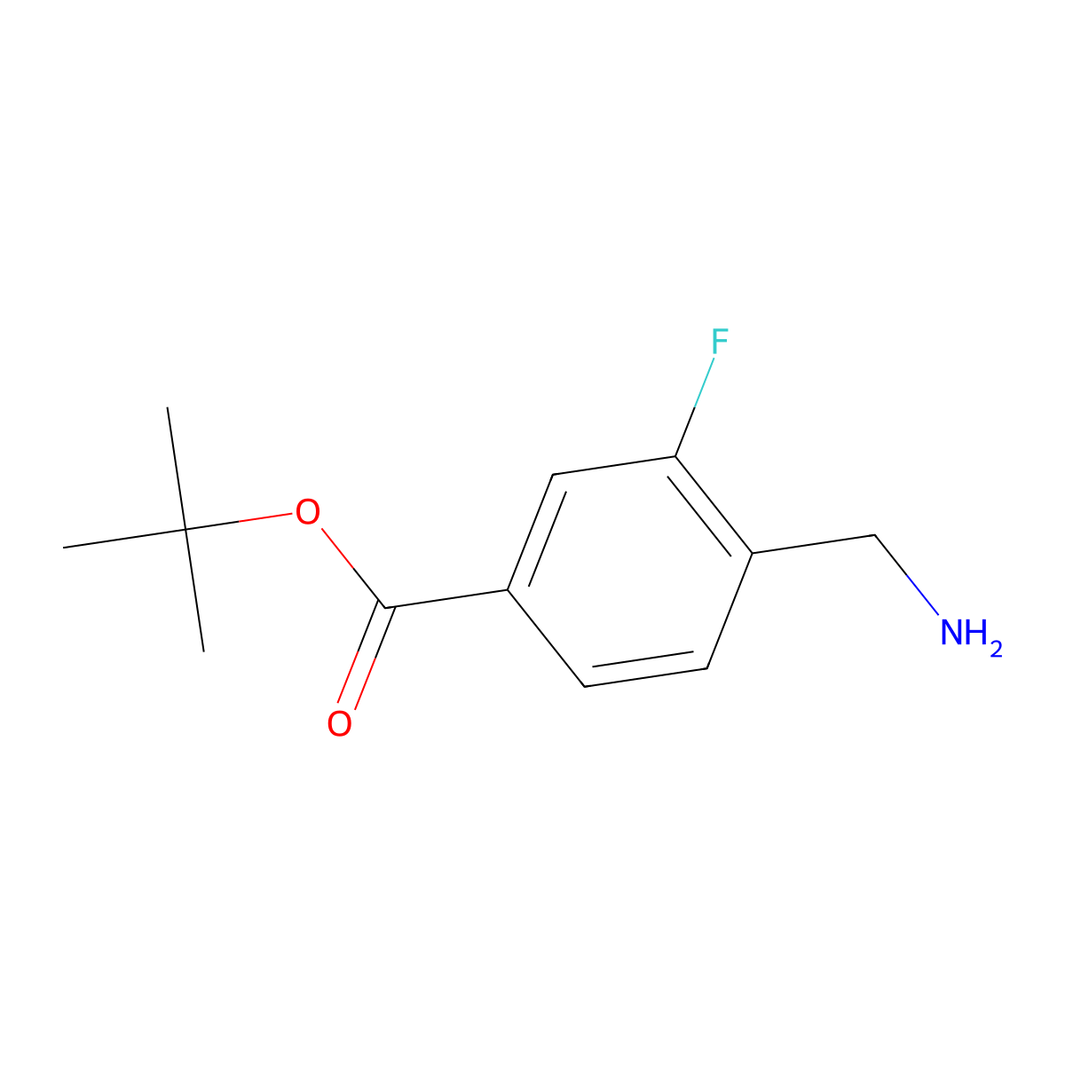 Tert-butyl 4-(aminomethyl)-3-fluorobenzoate molecular structure, CAS 1162221-94-4