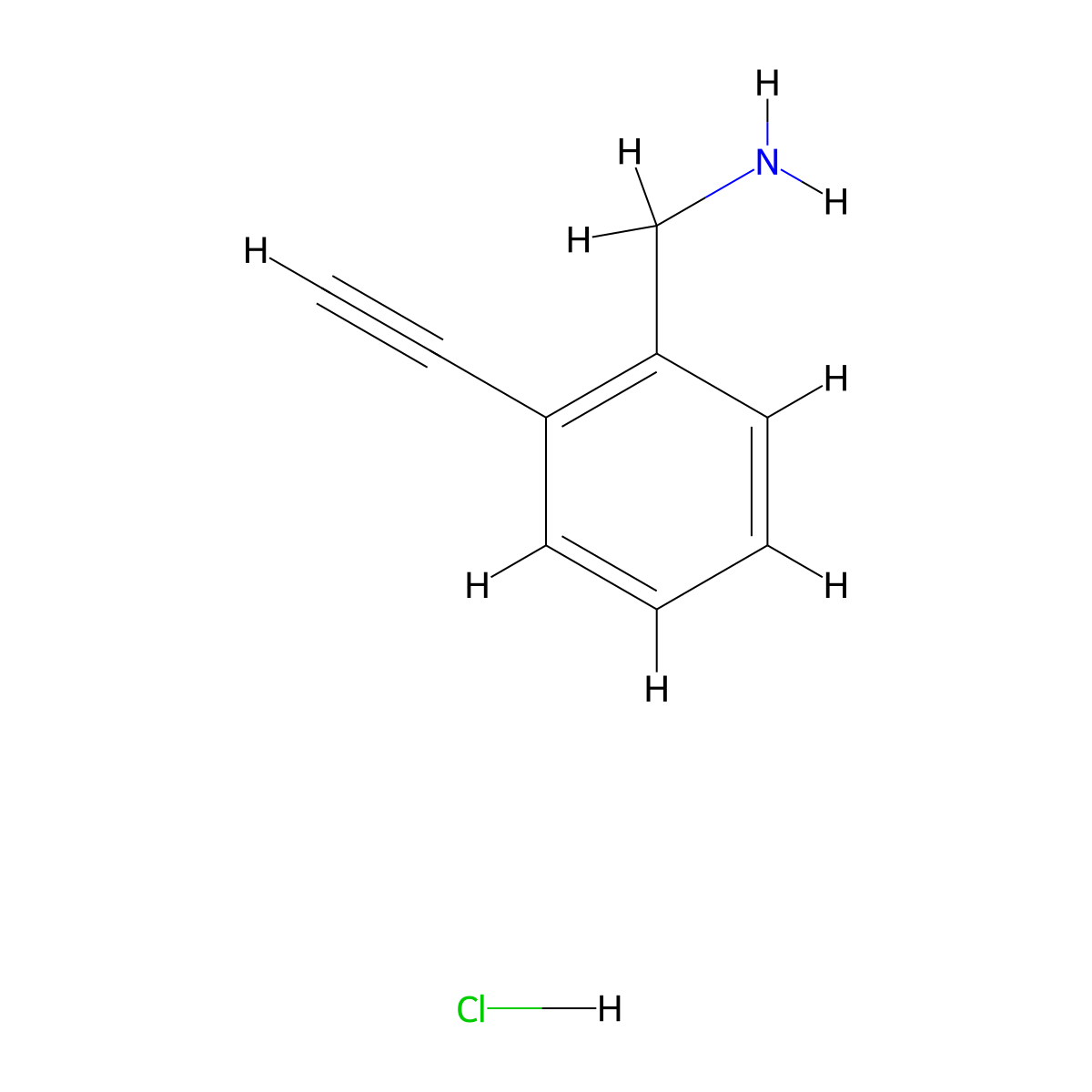 1-(2-Ethynylphenyl)methanamine--hydrogen chloride (1/1) molecular structure, CAS 1162257-52-4