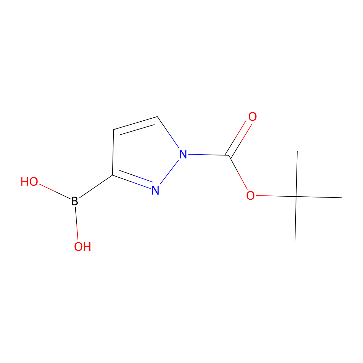 (1-(tert-Butoxycarbonyl)-1H-pyrazol-3-yl)boronic acid molecular structure, CAS 1162261-97-3
