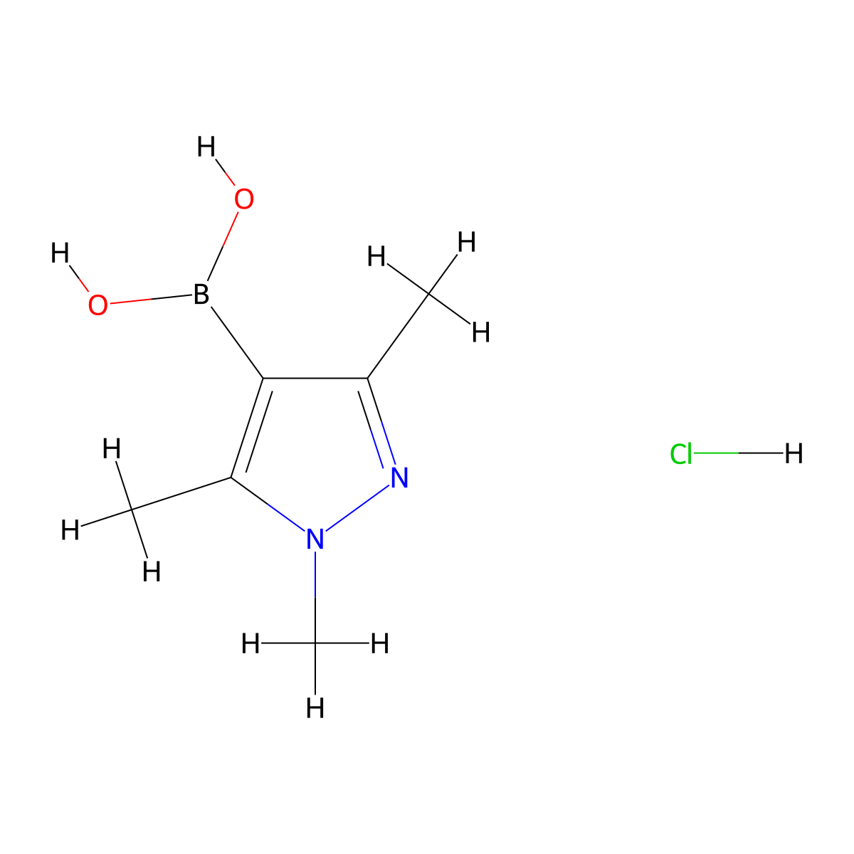 1,3,5-Trimethyl-1H-pyrazole-4-boronic acid, hydrochloride molecular structure, CAS 1162262-38-5