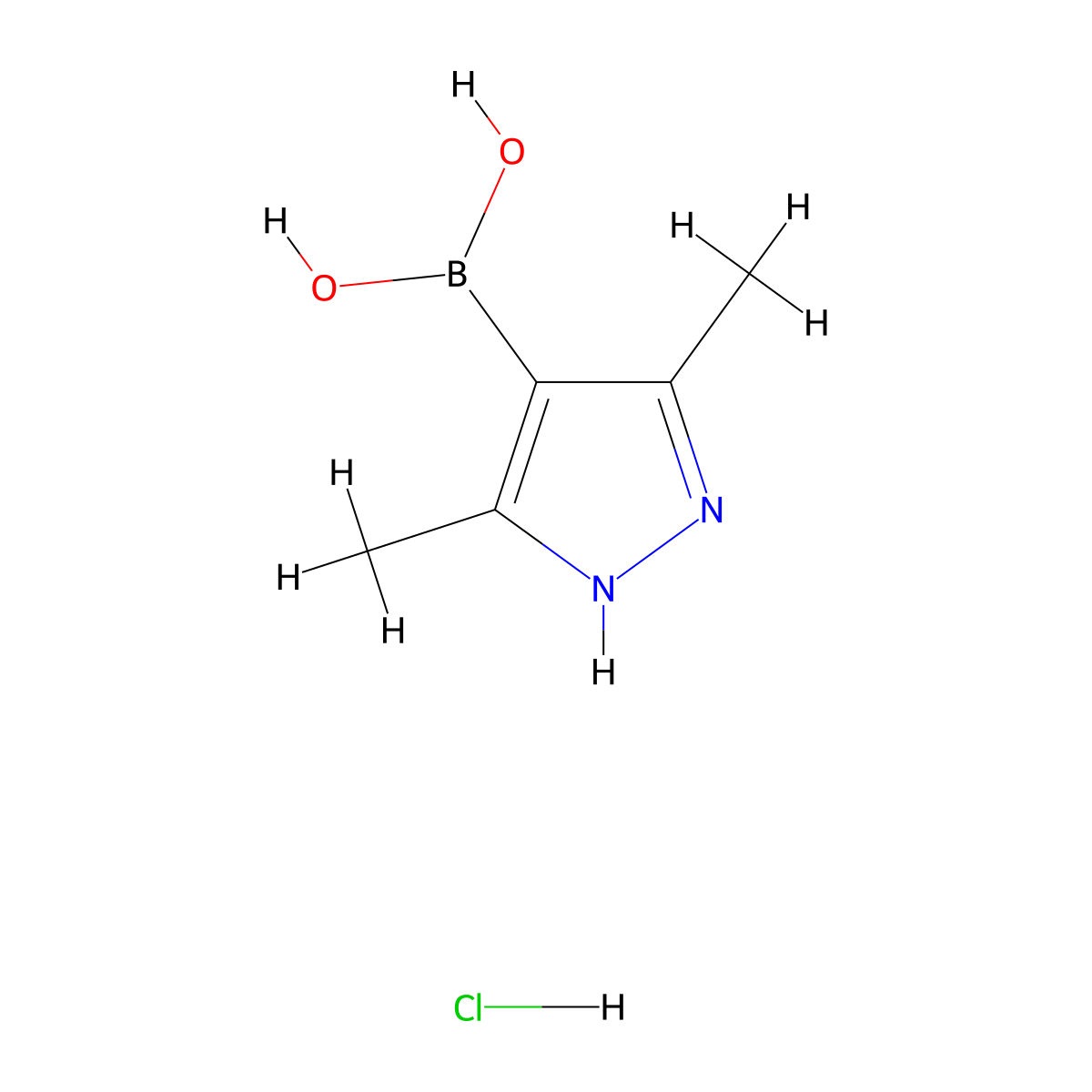 3,5-Dimethyl-1H-pyrazole-4-boronic acid hydrochloride molecular structure, CAS 1162262-39-6
