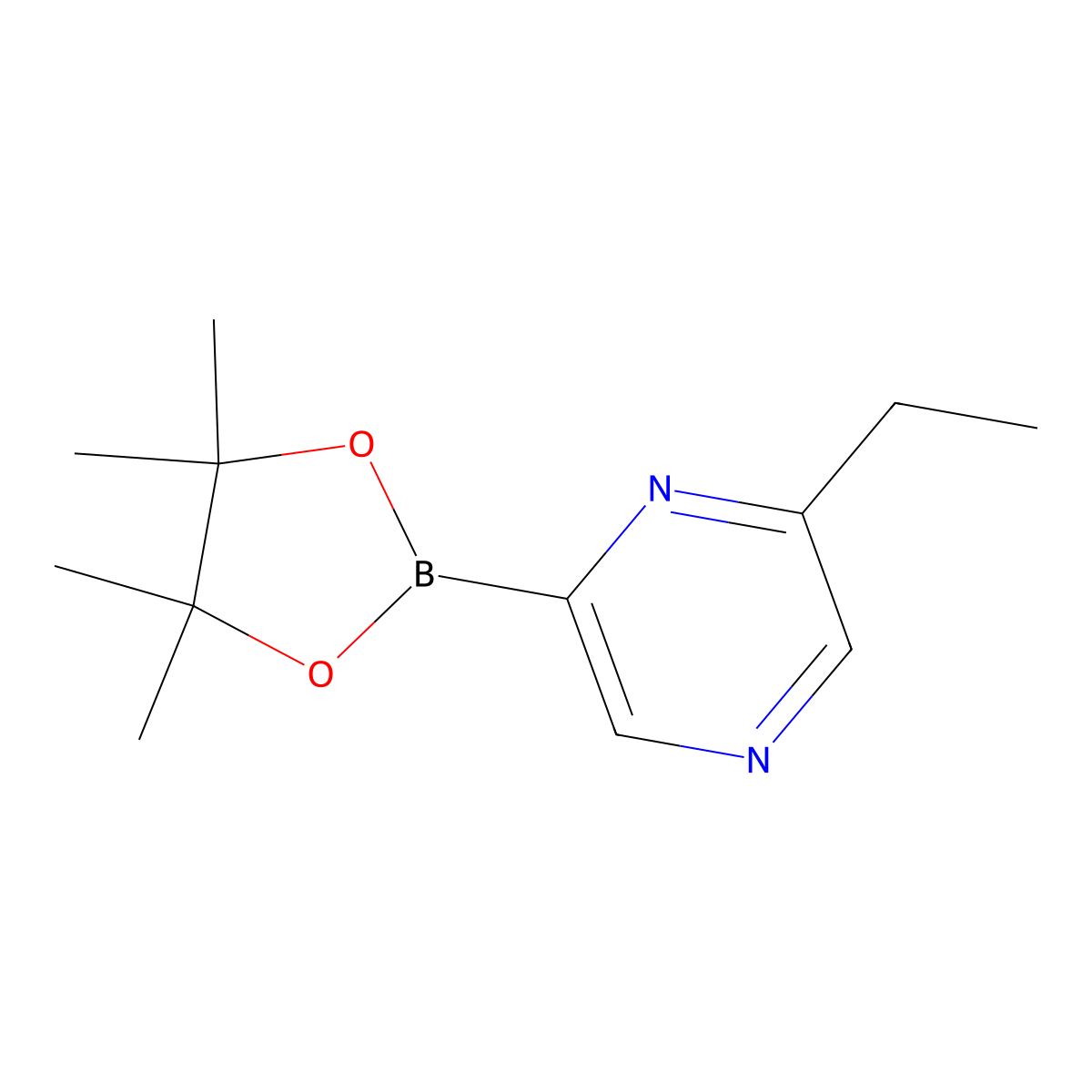 2-Ethyl-6-(4,4,5,5-tetramethyl-1,3,2-dioxaborolan-2-YL)pyrazine molecular structure, CAS 1162262-41-0