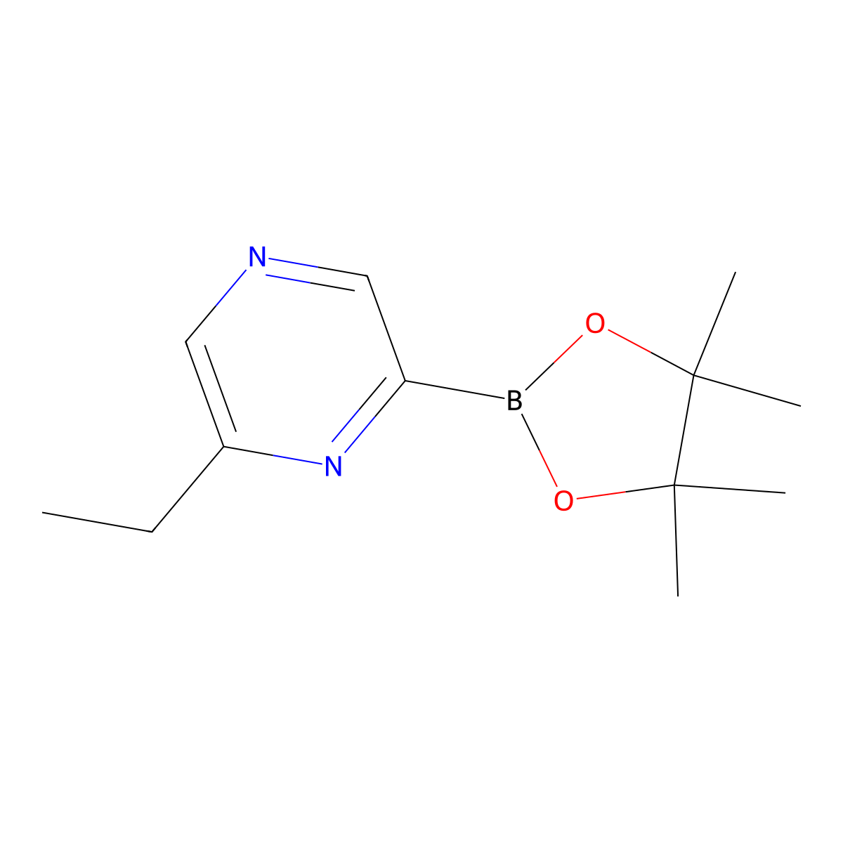 2-Ethyl-6-(4,4,5,5-tetramethyl-1,3,2-dioxaborolan-2-YL)pyrazine molecular structure, CAS 1162262-41-0