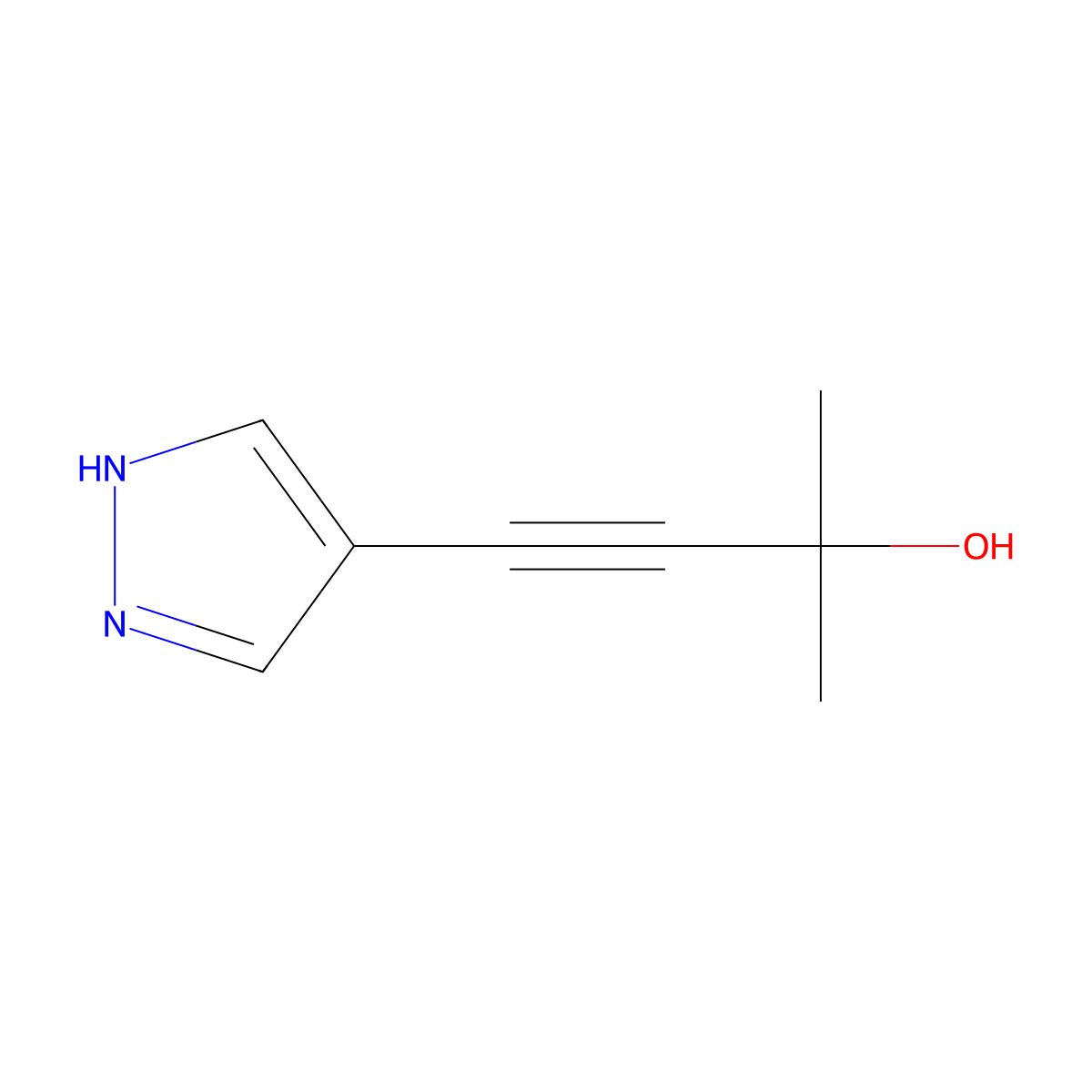 2-methyl-4-(1H-pyrazol-4-yl)but-3-yn-2-ol molecular structure, CAS 116228-46-7