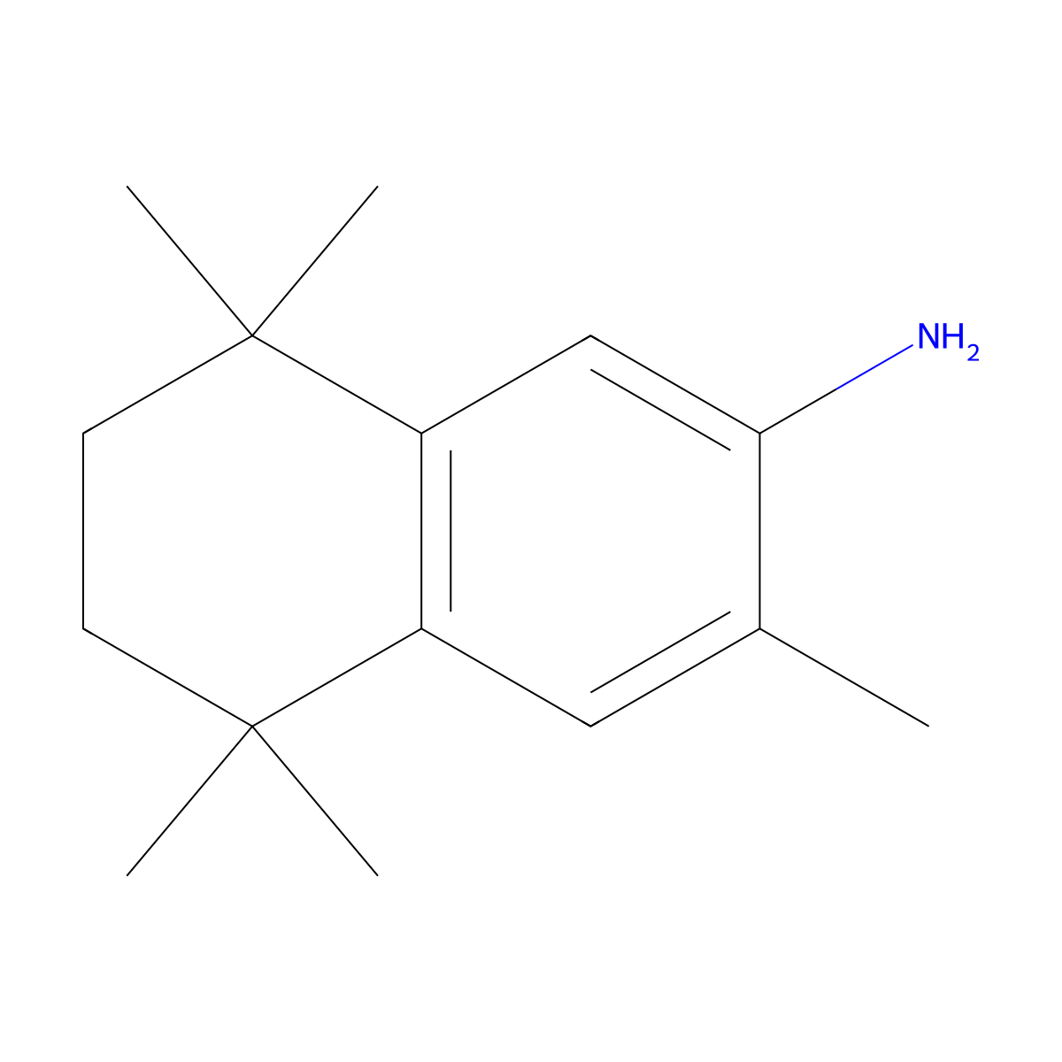 3,5,5,8,8-Pentamethyl-5,6,7,8-tetrahydronaphthalen-2-amine molecular structure, CAS 116233-17-1