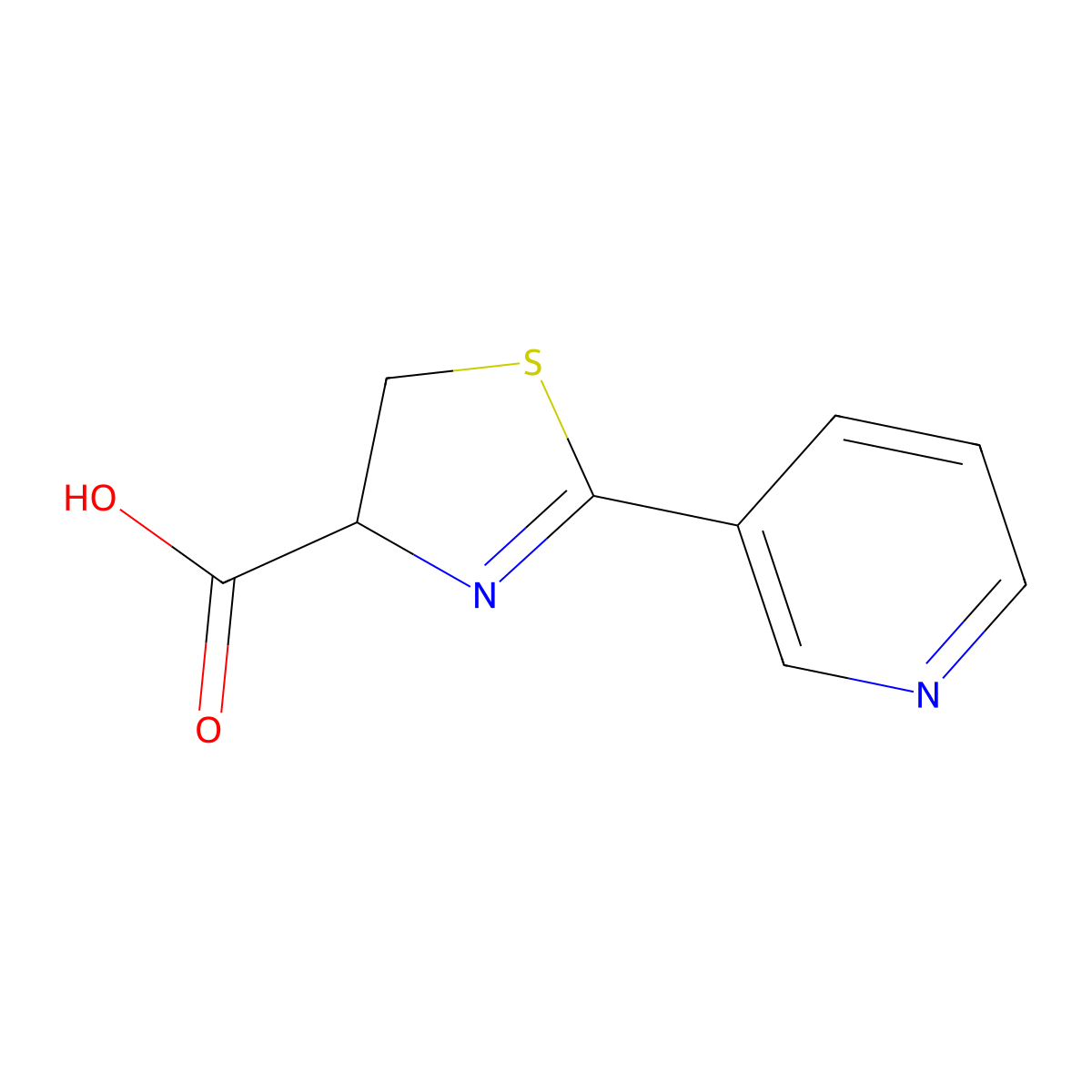 2-(Pyridin-3-yl)-4,5-dihydrothiazole-4-carboxylic acid molecular structure, CAS 116247-03-1