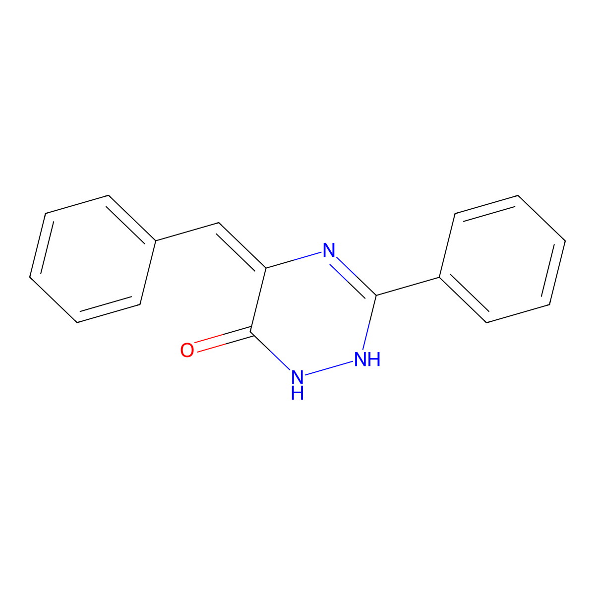 1,2,4-Triazin-6(1H)-one, 2,5-dihydro-3-phenyl-5-(phenylmethylene)- molecular structure, CAS 116247-46-2