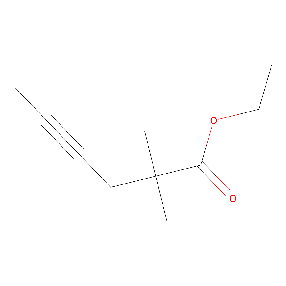 Ethyl 2,2-dimethylhex-4-ynoate molecular structure, CAS 116252-14-3