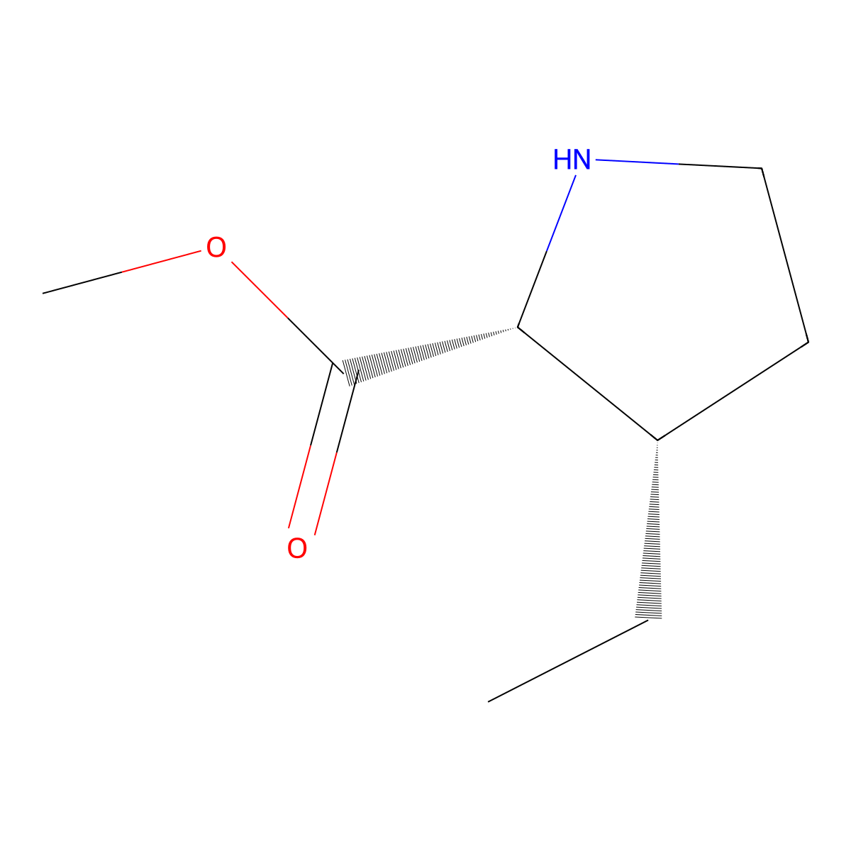 (2R,3S)-Methyl 3-ethylpyrrolidine-2-carboxylate molecular structure, CAS 116262-74-9