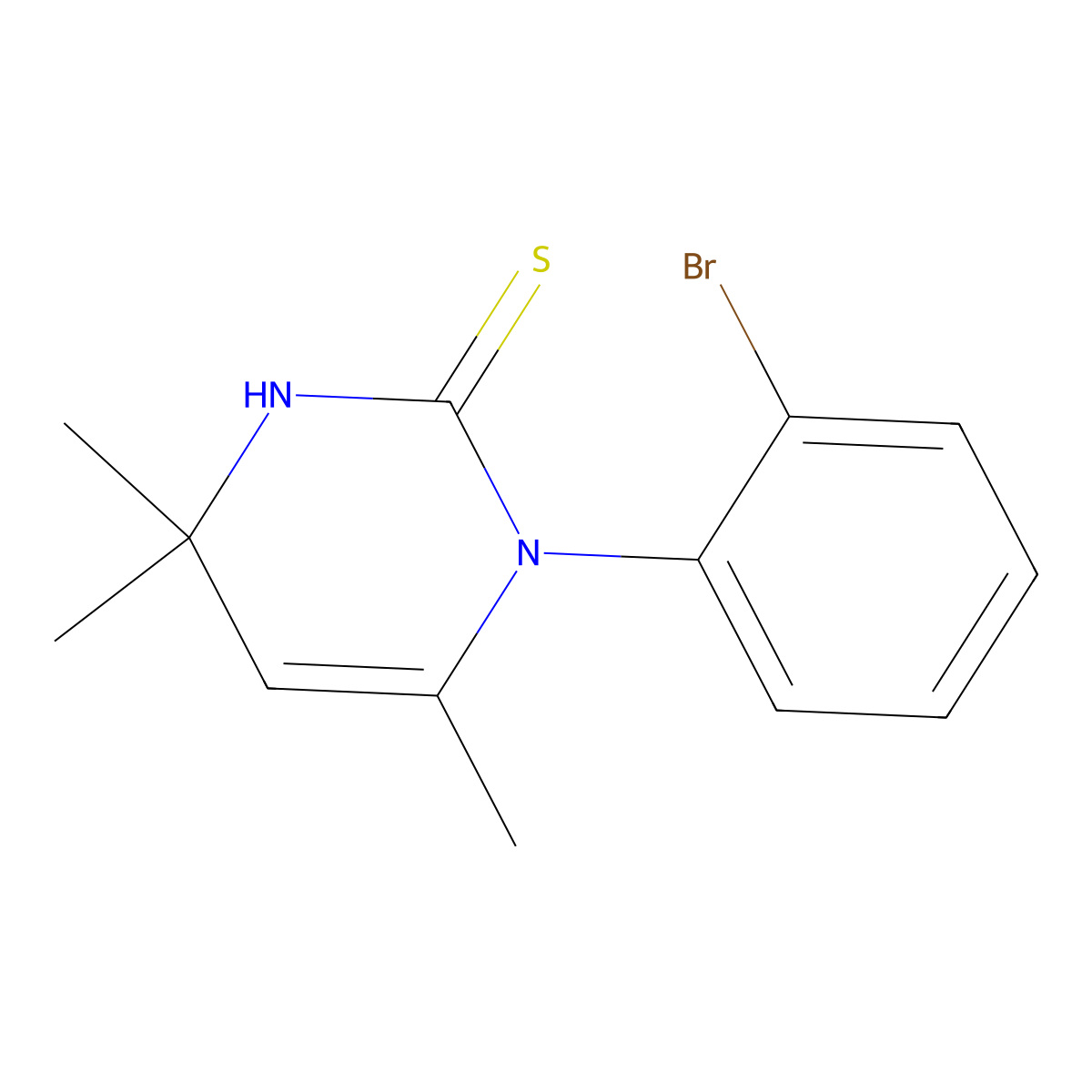 2(1H)-Pyrimidinethione, 1-(2-bromophenyl)-3,4-dihydro-4,4,6-trimethyl- molecular structure, CAS 116265-94-2