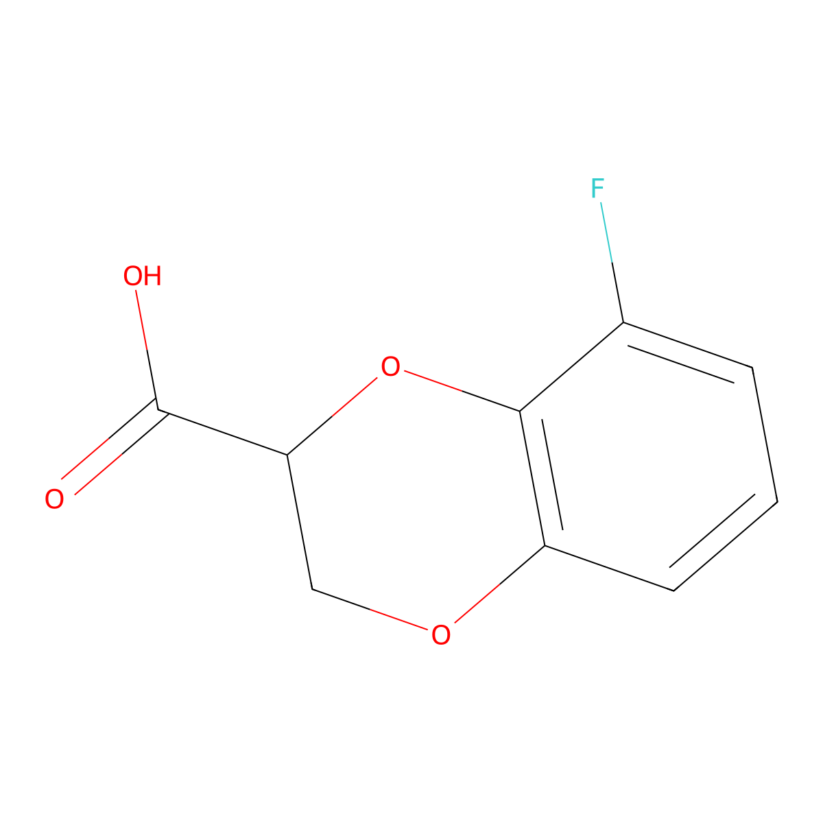 8-Fluoro-2,3-dihydro-1,4-benzodioxine-2-carboxylic acid molecular structure, CAS 1162673-40-6