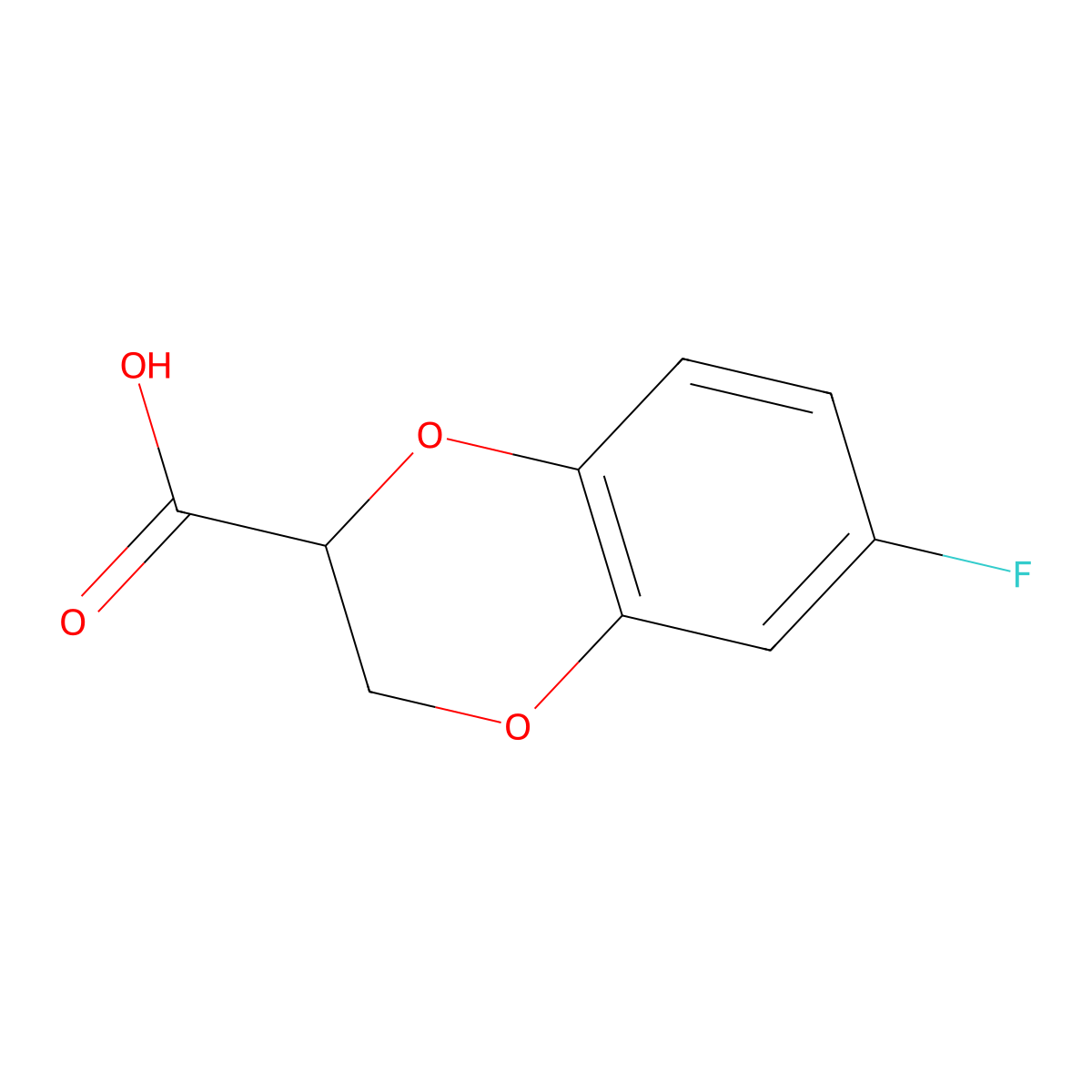 6-Fluoro-2,3-dihydro-1,4-benzodioxine-2-carboxylic acid molecular structure, CAS 1162673-52-0