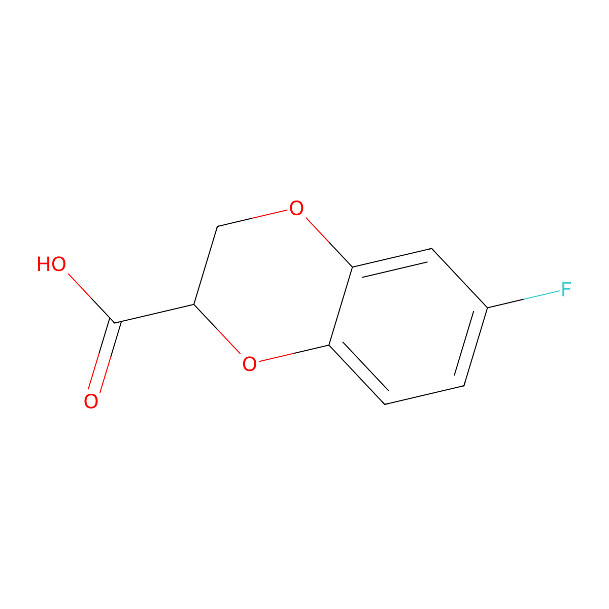 6-Fluoro-2,3-dihydro-1,4-benzodioxine-2-carboxylic acid molecular structure, CAS 1162673-52-0