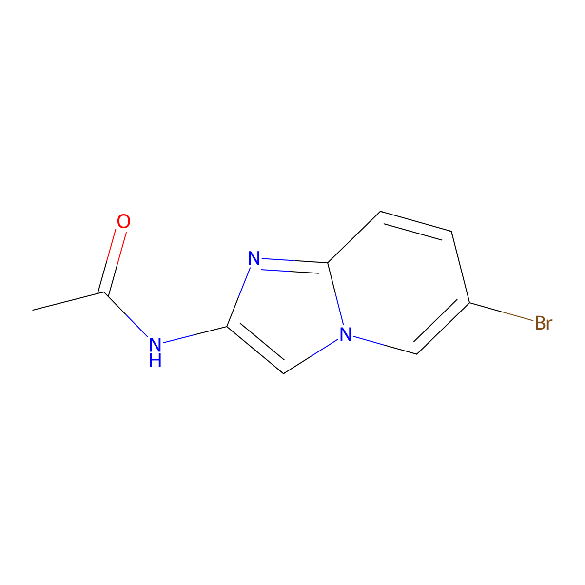 N-(6-bromoimidazo[1,2-a]pyridin-2-yl)acetamide molecular structure, CAS 1162680-84-3