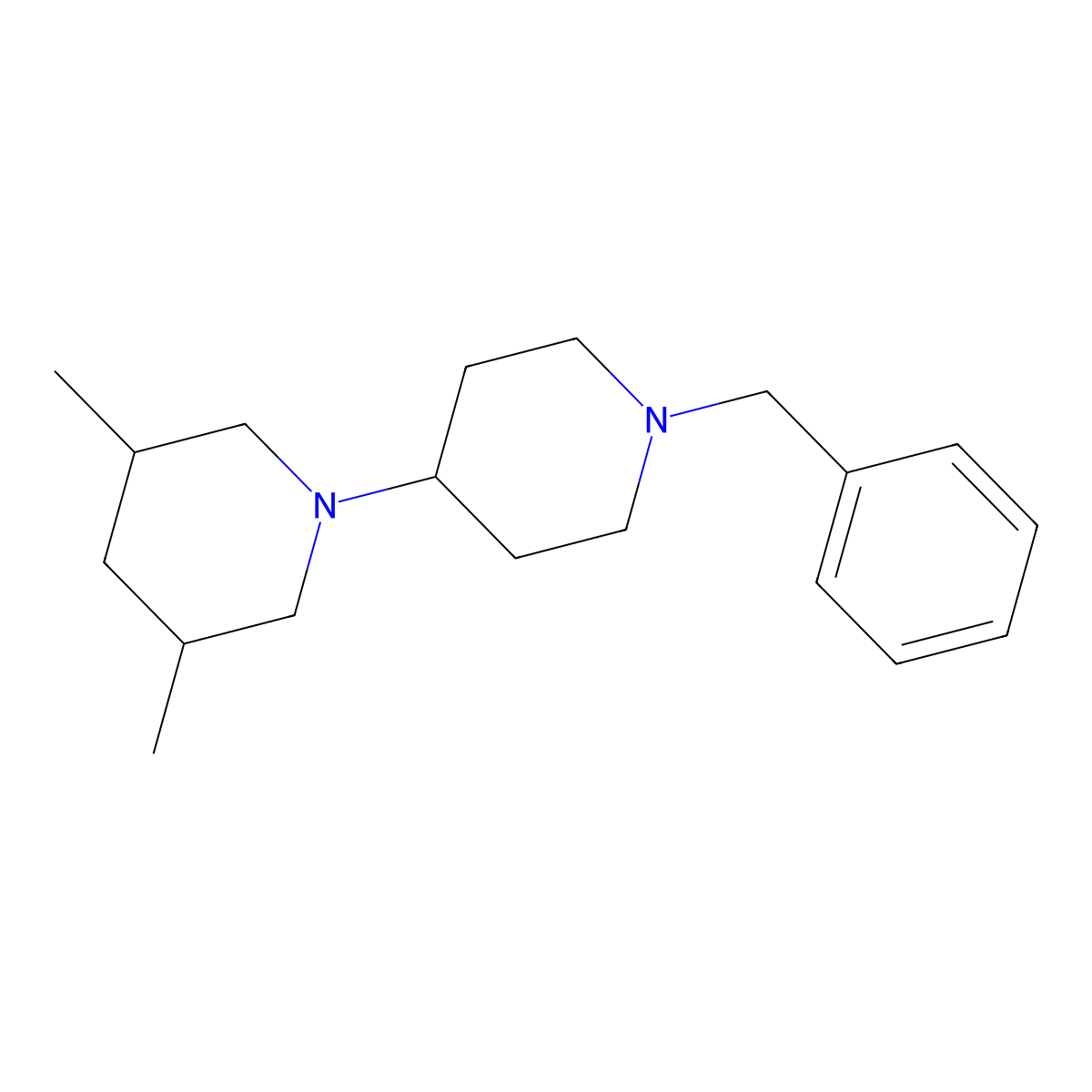 1'-Benzyl-3,5-dimethyl-1,4'-bipiperidine molecular structure, CAS 116269-55-7